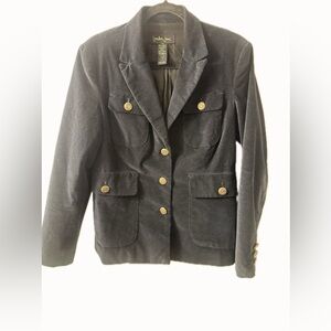 London Jean Women's  98%Cotton/2%Spandex Velvet  military look Blazer Black